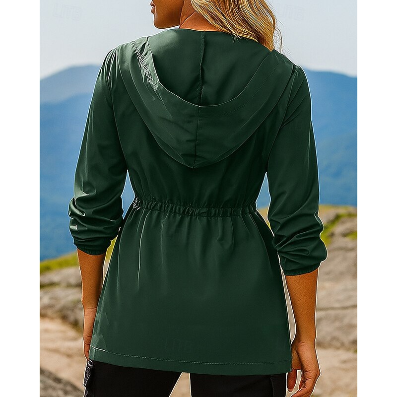 Women's Outdoor Jacket Hiking Jacket rain coat Outdoor Waterproof Windproof Hiking Outfits Hiking Clothes Spring Autumn / Fall Top Camping / Hiking / Caving Running Green2