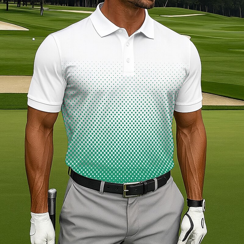 Men's Polo Casual Sports Turndown Short Sleeve Fashion Leisure Geometic Golf 3D Print Buttons Summer Violet Green Blue Polo2