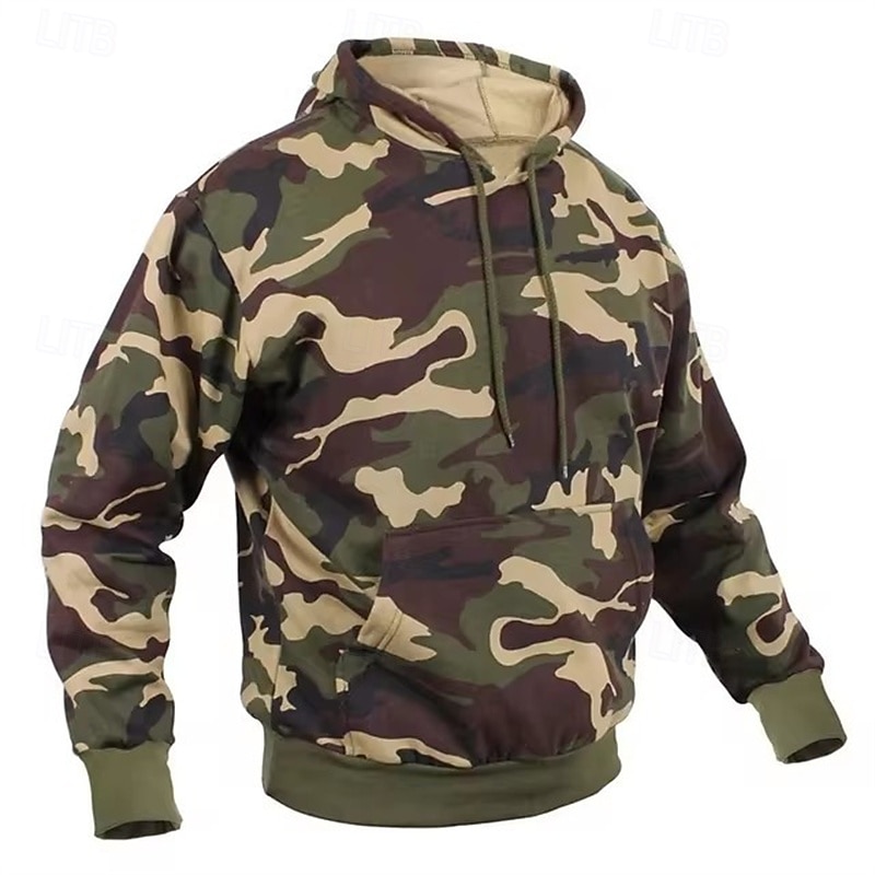 Men's Hoodie Red Purple Orange Green Khaki Hooded Camouflage Pocket Sports & Outdoor Daily Holiday Polyester Streetwear Basic Casual Fall Winter Clothing Apparel Hoodies Sweatshirts4