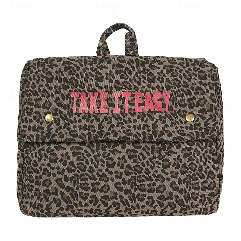 Leopard Print Corduroy Backpack for Girls – Y2K Aesthetic School Bag for Students, Daily Use & Back to School Season