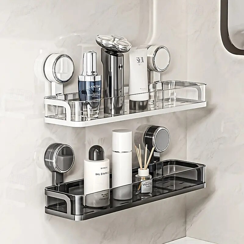 Wall-Mounted Suction Cup Bathroom Shelf Waterproof Cosmetic Storage Shelf with Drainage Perfect for Bathroom & Kitchen Organization2