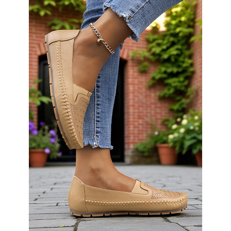 Women's Comfortable Slip-On Loafers – Soft Leather Casual Walking Flats with Stitch Detailing for Daily Wear, Travel and Errands4
