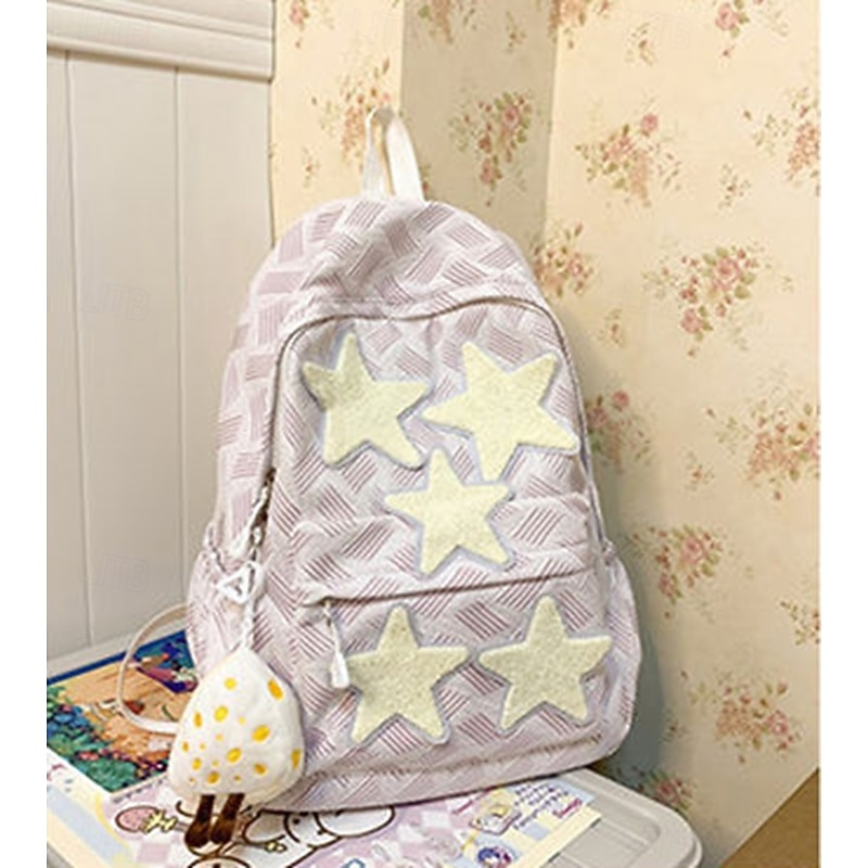 Cute Kids Backpack with Star Appliques – Soft Blue School Bag for Girls, Ideal for Kindergarten and Elementary Back to School4