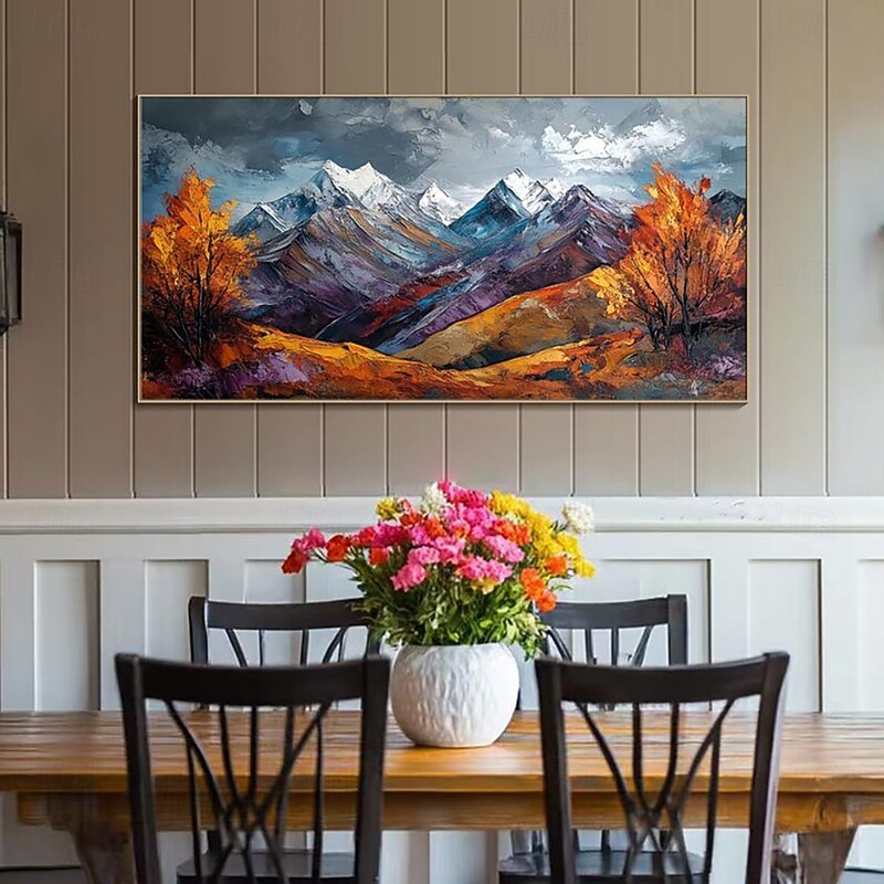 Handmade Oil Painting Canvas Wall Art Decoration Golden Mountain Landscape for Living Room Home Decor Rolled Frameless Unstretched Painting2