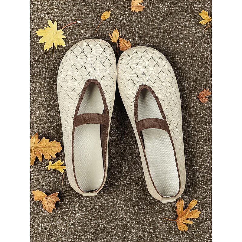 Women's Wide Width Barefoot Mary Jane Shoes – Breathable Diamond Flyknit Flats for Park Walks, Outdoor Activities and Casual Comfort3