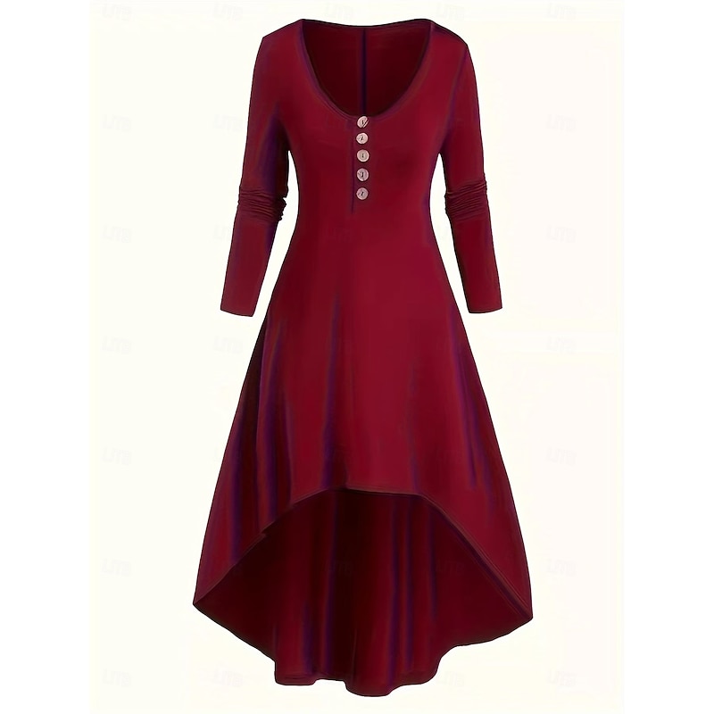 Women's Mini Dress Casual Dress Fashion Modern Daily Tea Party Going out Slim Plain Long Sleeve V Neck U Neck Burgundy Spring Fall