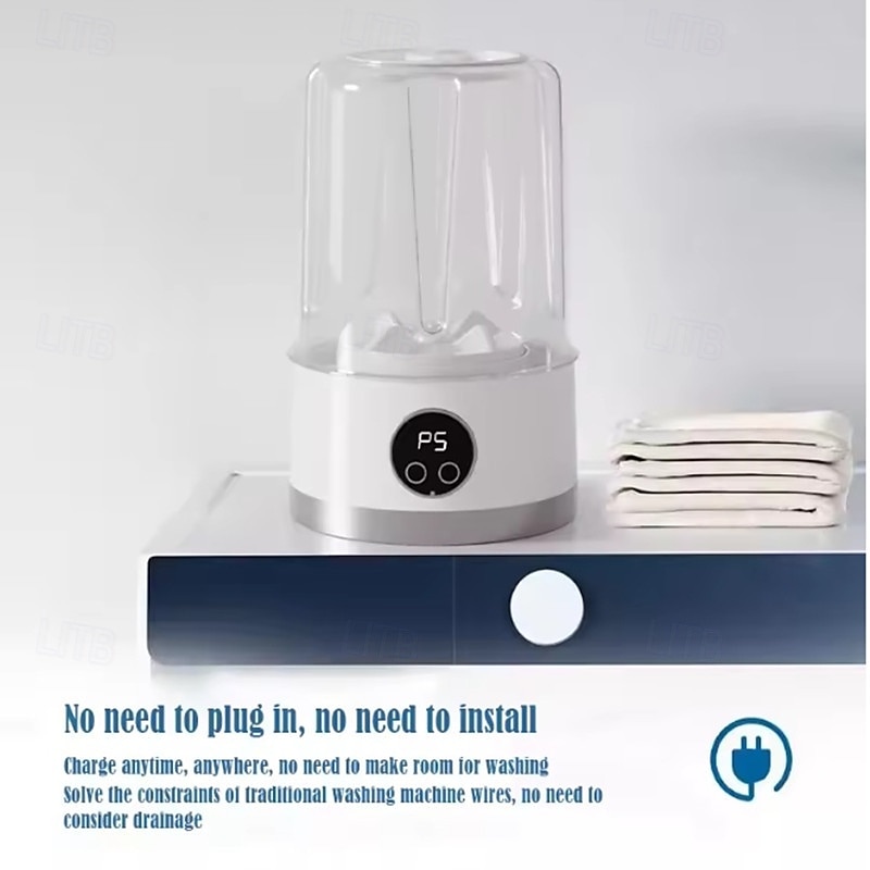 Wireless Washing Machine Portable Travel Underwear And Socks Laundry Bucket Charging Mini Clothes Washing Cup 2-speed Time3