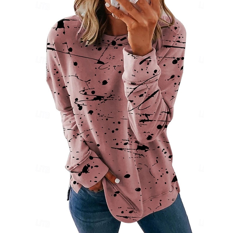 Women's Blouse Long Sleeve Graffiti Tropical Stylish Casual Crew Neck Regular Tops Daily Print White Pink Wine Army Green Light Grey Summer Spring Fall