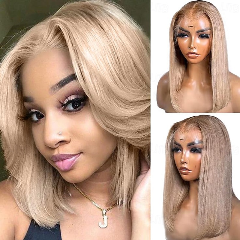 Human Hair 13x6 Lace Front 13x4 Lace Front Wig Free Part Brazilian Hair Straight Light Brown Multi-color Wig 130% 150% 180% Density with Baby Hair Highlighted / Balayage Hair 100% Virgin Glueless3