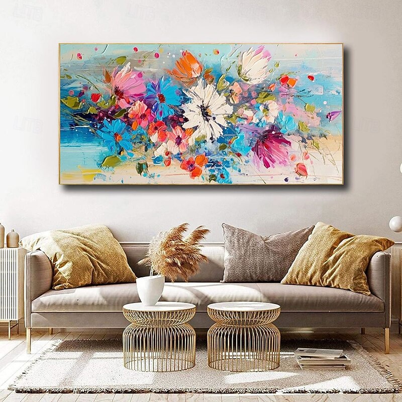 Handmade Oil Painting Canvas Wall Art Decoration Modern Thick Oil Flower for Living Room Home Decor Stretched Frame Hanging Painting/Rolled Frameless Unstretched Painting3
