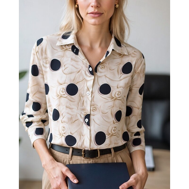Women's Blouse Dressy Tops Chiffon Tops Floral Color Block Elegant Daily Stylish Long Sleeve Shirt Collar Regular Tops Work Daily Buttons Print Black Blue Brown Green Beige Spring, Fall, Winter