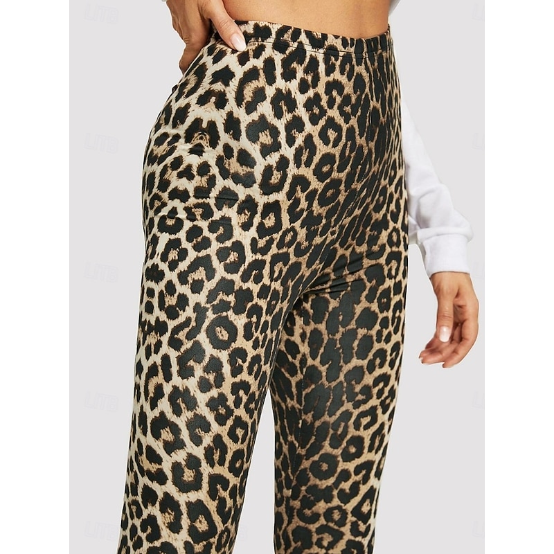 Women's Leggings Cozy Leggings Streetwear Long High Waist Leopard Printing High Cut Breathability Soft Stretchy Going out Streetwear Leopard Printed Leopard Fall Regular Fit2