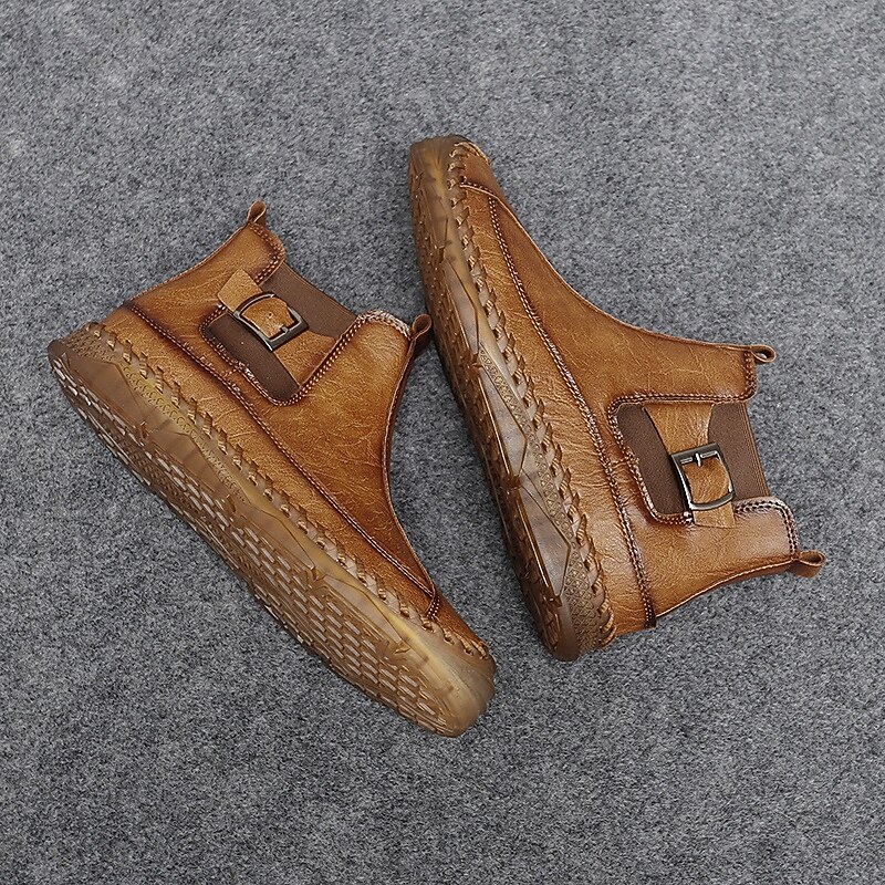 Men's Handmade Retro Ankle Boots with Buckle Detail – Stylish Moccasin-Inspired Casual Boots for Autumn Strolls, Weekend Wear and Everyday Fashion4
