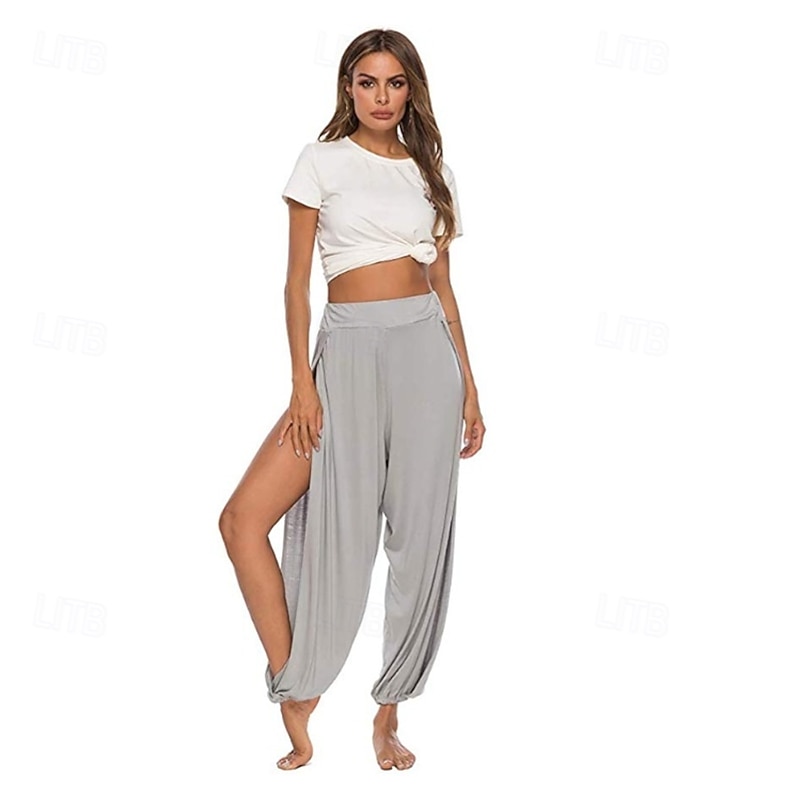 Women's Summer High-Slit Athletic Leisure Hippie Harem Pants - Loose Fit Yoga Trousers