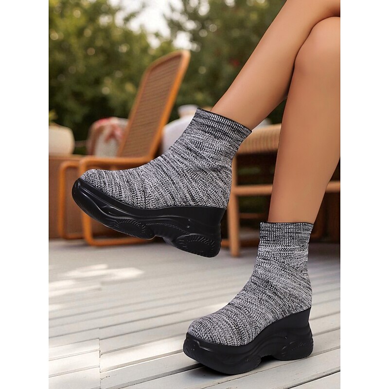 Women's Flyknit High-Top Platform Sock Boots – Breathable Lightweight Sporty Style, Casual and Outdoor Shoes for Walking, Daily Wear and Travel3