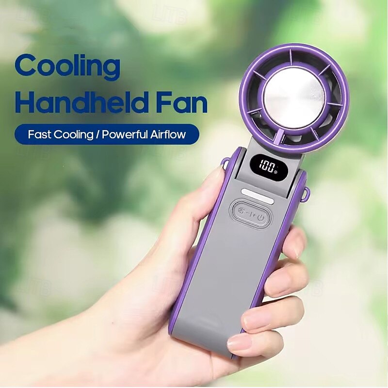 Outdoor Foldable Portable Handheld Fan Mini Cooling Rechargeable 3600mAh 100-level Free Control High Speed Turbo Fan3