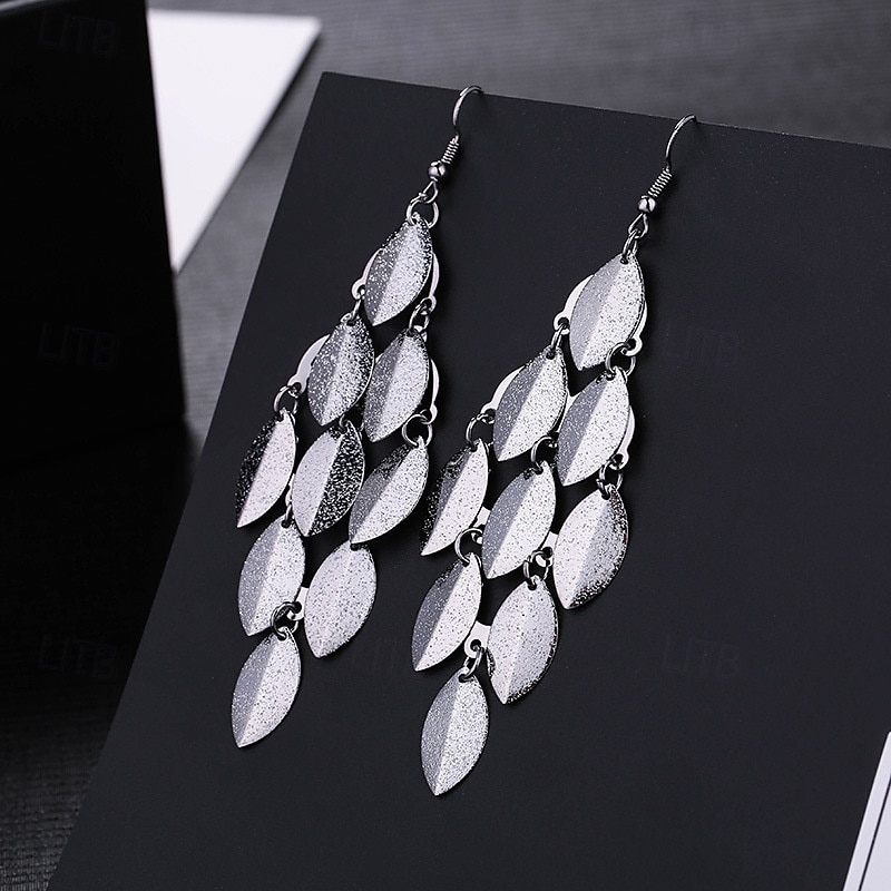 Drop Earrings Classic Leaf Earrings Jewelry Silver / Black / Gold For Wedding Anniversary Party Valentine's Day Gift - Main Image