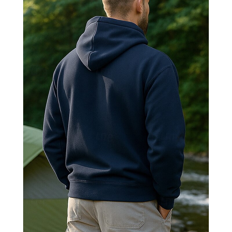 Men's Sport Hoodie Long Sleeve Hooded Top Outdoor Thermal Warm Winter Polyester Black Army Green Burgundy Tennis Workout Running2