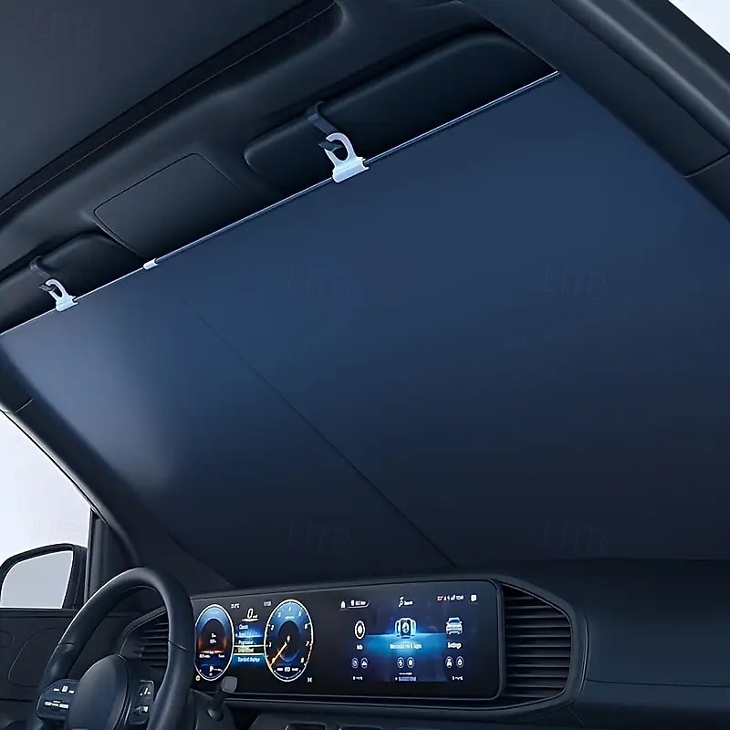 2pcs Automatic Roll-Up Sunshade for Car Windshield Retractable Windshield Sun Shade Large Auto Visors Sunshade Fits Windshields with Suction Cups Suitable for All Vehicles