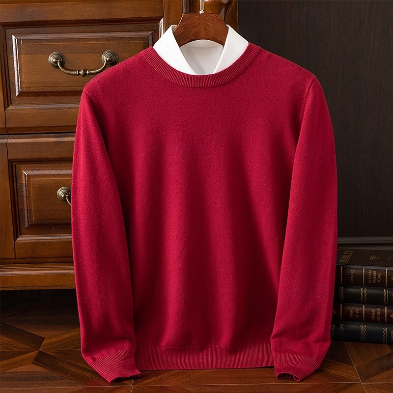 Men's Pullover Sweater Jumper Knit Sweater Ribbed Knit Regular Tops Knitted Plain Crew Neck Fashion Basic Vacation Daily Wear Clothing Apparel Fall Winter Camel Wine S M L