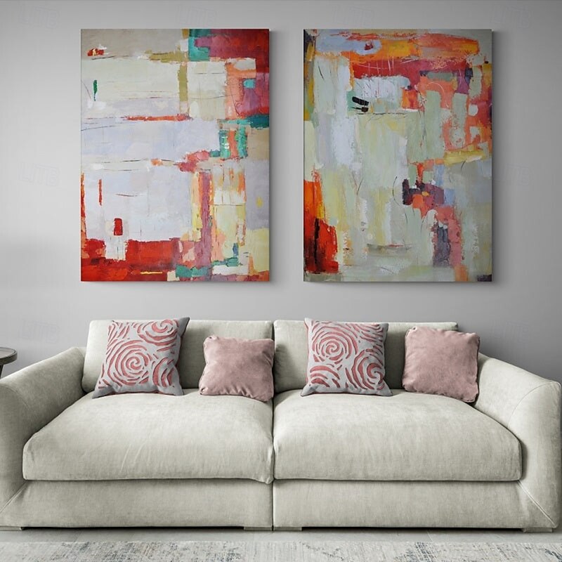 Two pieces Hand Painted abstract Oil Painting Handmade Wall Art Modern abstract minimalist original art Light steel blue wall art acrylic texture framed large canvas oil painting4