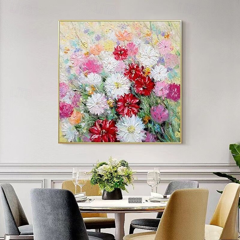 Handmade Oil Painting Canvas Wall Art Decoration Modern Abstract 3D Thick Oil Flower Daisies for Home Decor Rolled Frameless Unstretched Painting2
