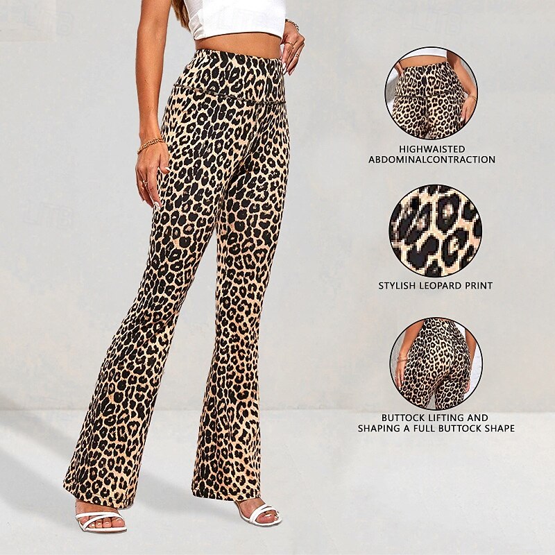 Women's Capri Leggings Yoga Leggings Tummy Control High Waist Gym Dance Athletic Bottoms Leopard Coffee Fall Sports Activewear Tight Fit2