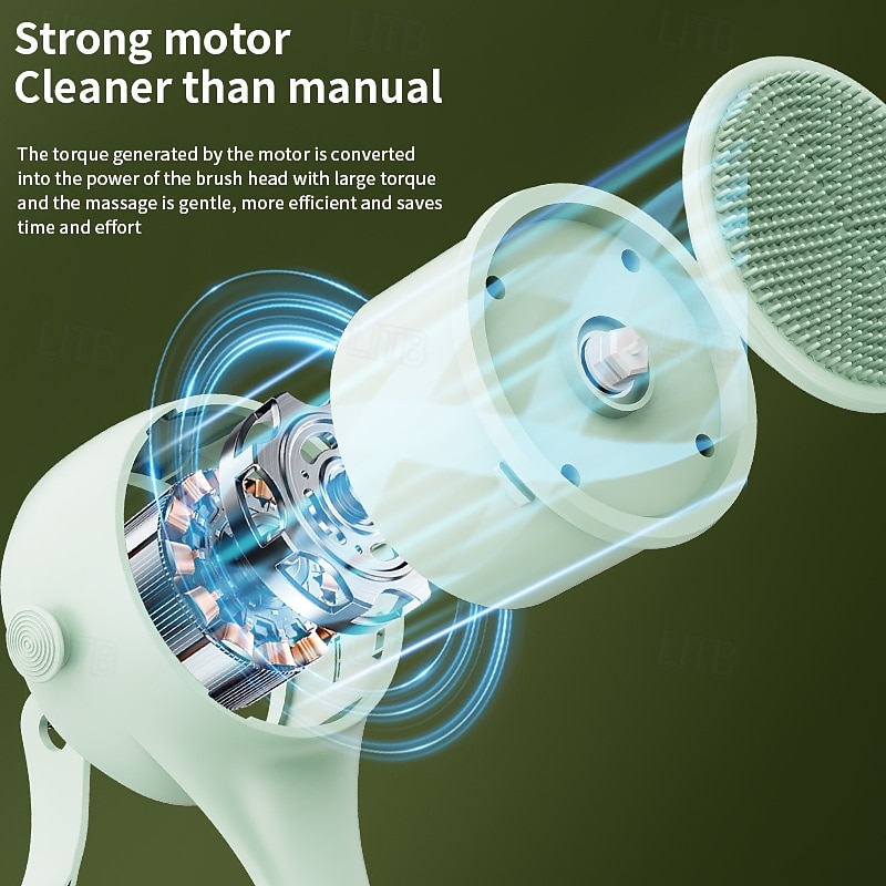 Hot Selling USB Electric Long Handle Silicone Bath Brush Electric Rotating Body Shower Cleaner Brush for Body with 4 Brush Heads3