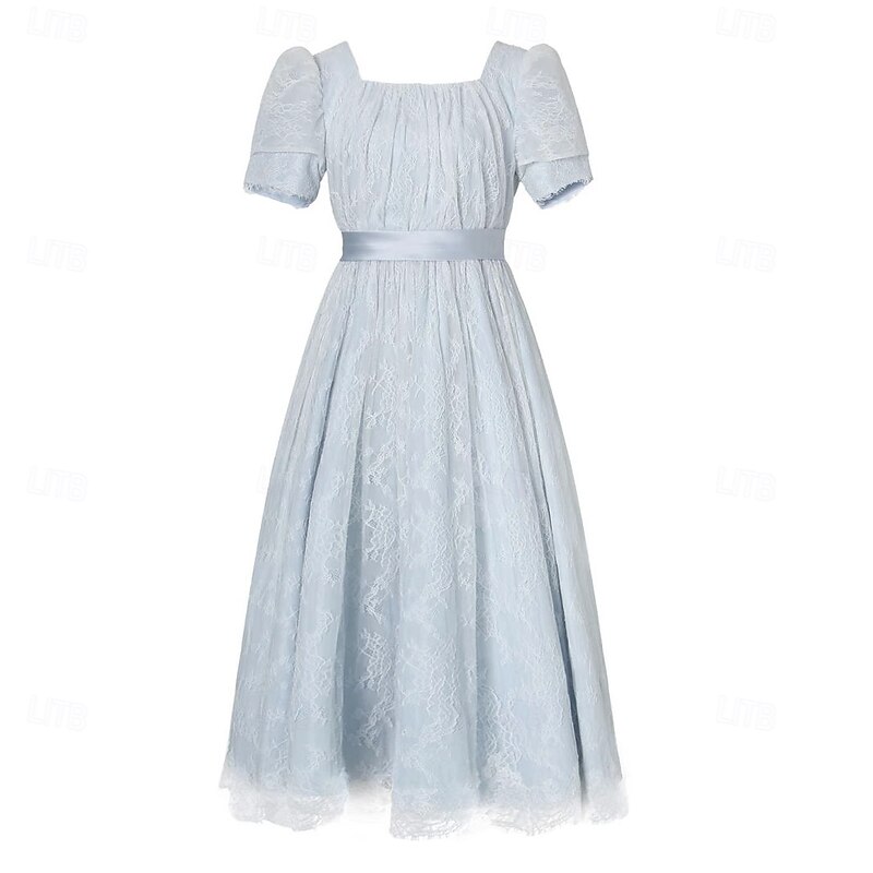 Medieval Renaissance 18th Century Empire Waist Dress Regency Inspired Dress Puff Sleeve Princess Cinderella Lace Fancy Dress Women's Halloween Carnival Performance Party School Event Dress Up Adults'3