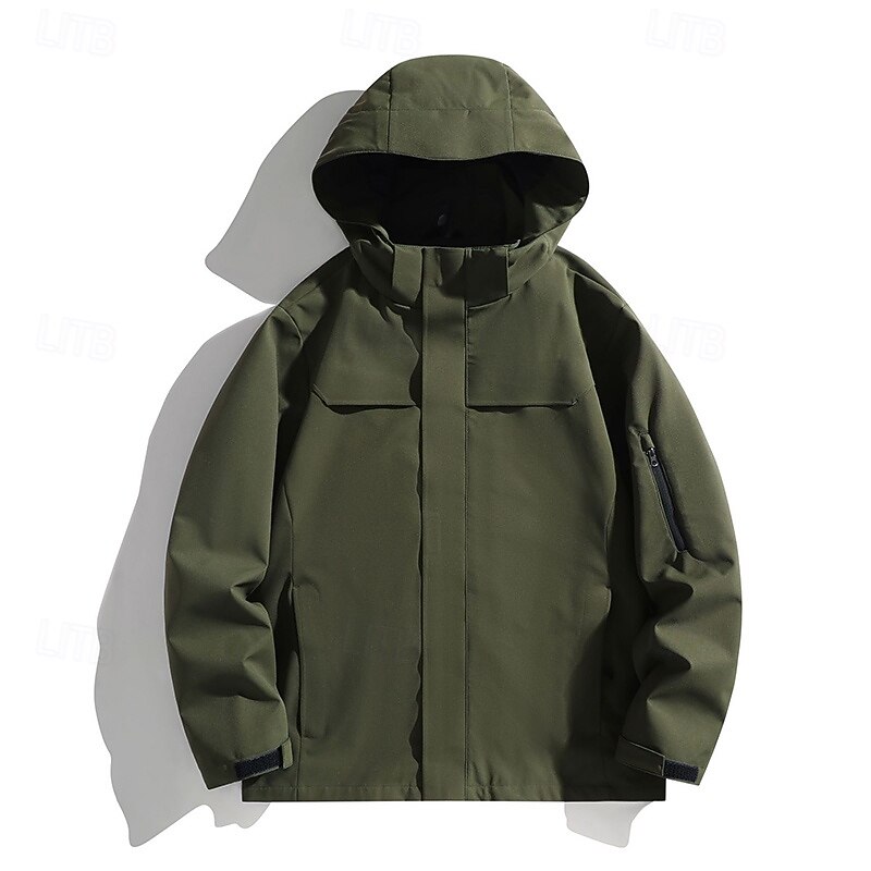Men's Windbreaker Softshell Jacket Hiking Jacket Outdoor Waterproof Windproof Hiking Outfits Hiking Clothes Spring Autumn / Fall Top Camping / Hiking / Caving Running Solid Color Black Army Green Blue2