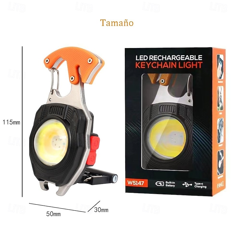 Mini LED Keychain Flashlight, JESWO Rechargeable COB LED Keychain Flashlight, Multi-Function, 550 Lumen Portable Camping Flashlights, 3 Light Modes, for Outdoor Lighting, Backup of Household4