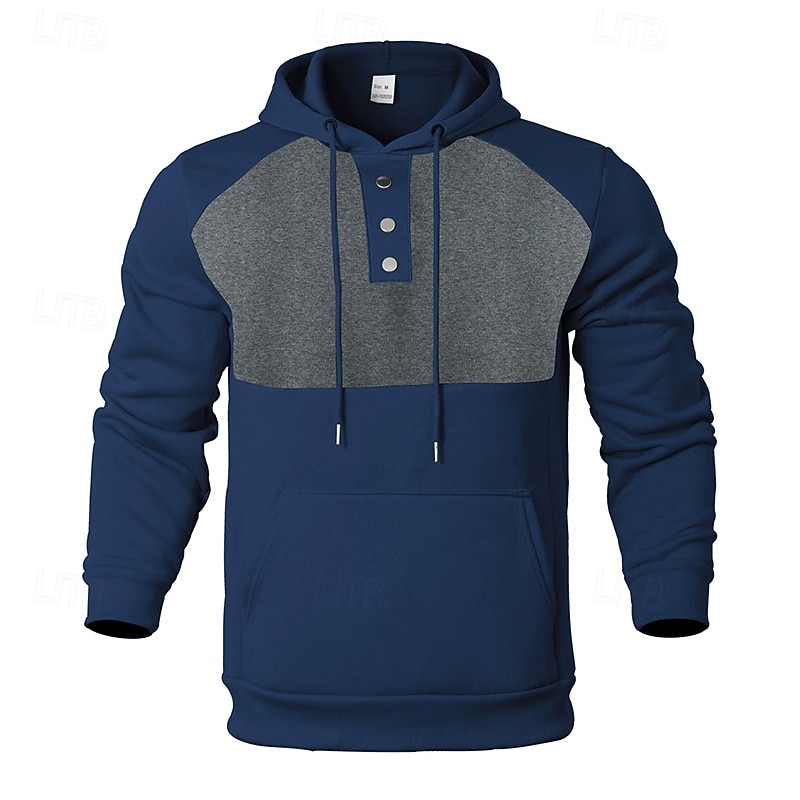 Men's Hoodie Black Burgundy Navy Blue Khaki Gray Hooded Plain Patchwork Color Block Sports & Outdoor Casual Daily Streetwear Cool Sportswear Spring &  Fall Clothing Apparel Hoodies Sweatshirts2