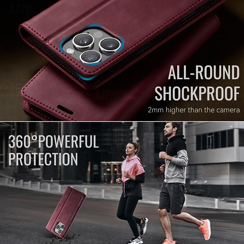 Phone Case For iPhone 17 Pro Max 17 Air 16 15 14 Pro Max Plus 16e 13 Pro Max Mini Wallet Case with Stand Holder Magnetic Card Slot Retro TPU PU Leather4