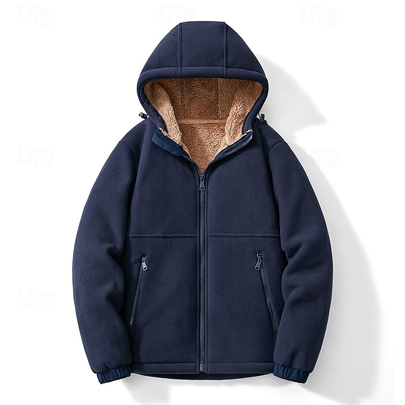 Men's Hoodie Full Zip Hoodie Zip Up Hoodie Fleece Jacket Fleece Hoodie Black Red Blue Brown Green Hooded Plain Zipper Pocket Sports & Outdoor Casual Daily Polyester Streetwear Casual Fall & Winter4