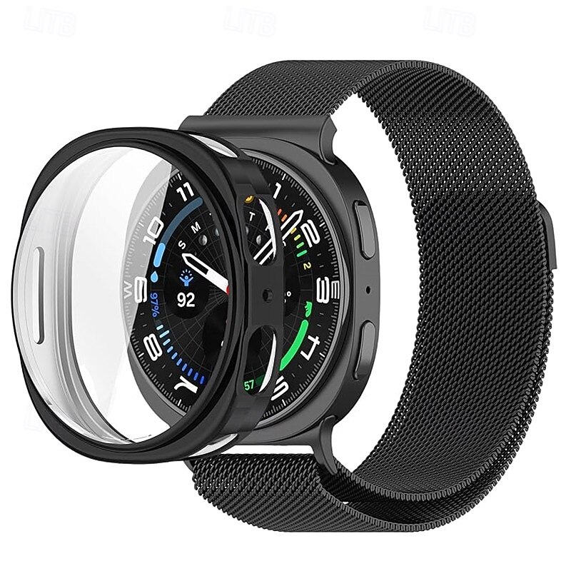 Watch Band for Samsung Galaxy Watch 8 40/44mm Watch 8 Classic 46mm Watch Ultra 47mm Stainless Steel Replacement  Strap with Case Magnetic Clasp Milanese Loop Wristband