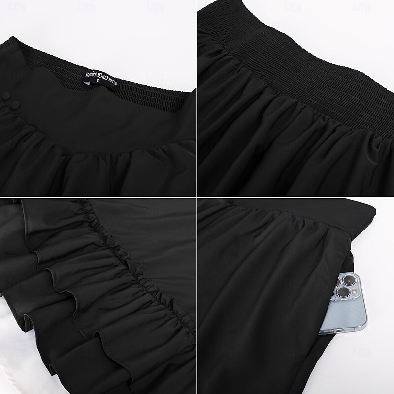 Punk & Gothic Medieval Renaissance Skirt Cosplay Costume Maxi Skirt Solid Colored Fancy Dress Women's Celtic Pirate Fantasy Halloween Carnival Masquerade Carnival Casual Daily Adults' Skirt4