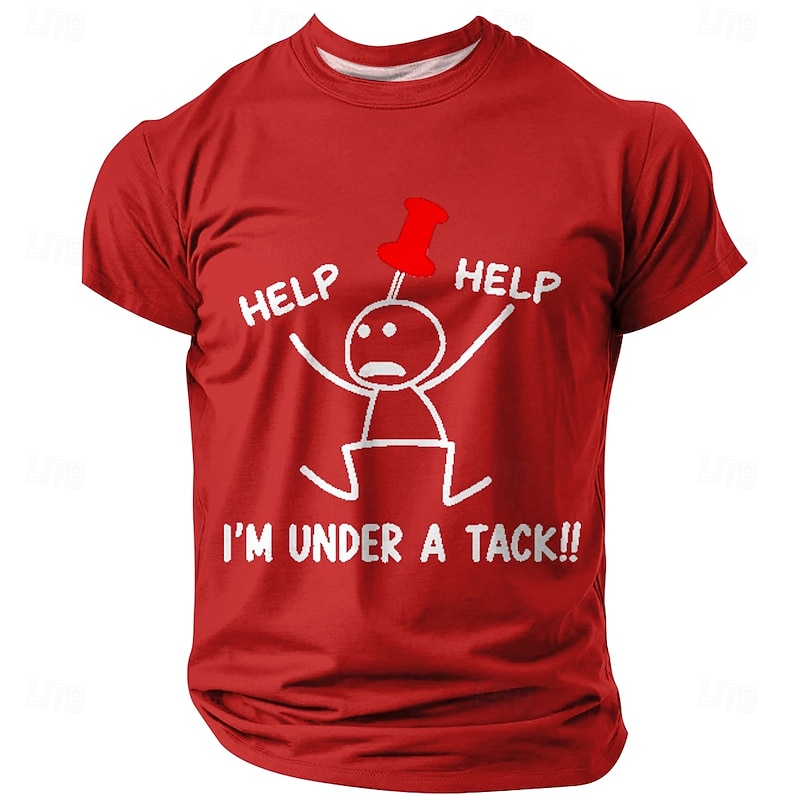 Men's Short Sleeve Graphic T-Shirt Funny Pun "Help! I'm Under A Tack" Humor Tee3