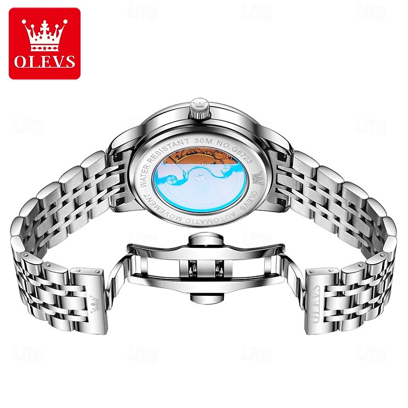 OLEVS Men Mechanical Watch Minimalist Fashion Business Wristwatch Automatic Self-winding Luminous Calendar Waterproof Steel Watch4