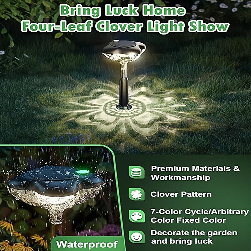 1PC Clover Solar Lights for Outside Pathway Lights Clover Solar Garden Walkway Lights 3 Mode Outdoor Solar Path Lights Maintain of Landscape Lighting Decorative for Lawn Yard Patio4