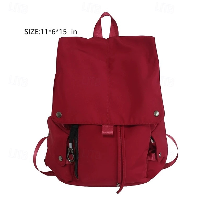 Unisex Canvas Backpack for Couples – Korean Style Casual Travel School Bag with Drawstring and Buckle Flap for Men and Women3