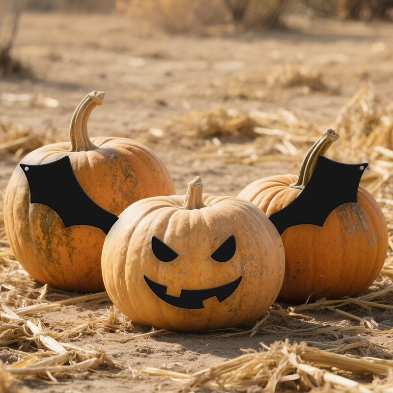 Halloween Metal Bat and DIY Pumpkin Decor, Spooky Desktop and Outdoor Yard Decorations for Halloween Atmosphere4