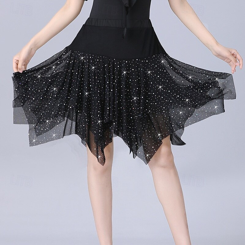 Women's Latin Dance Fringe Skirt – Asymmetrical High-Waist Half Skirt for Three-Step, Jitterbug & Competition/Practice Wear3