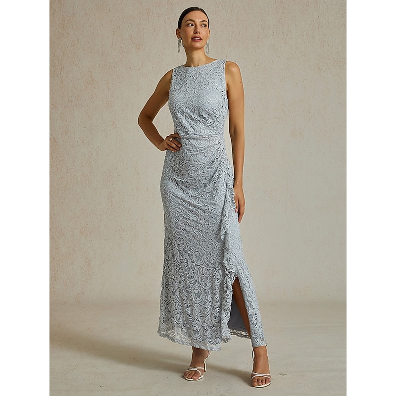 Women's Maxi Dress Sheath Dress Elegant Party Birthday Solid Color Sleeveless Crew Neck Gray Summer