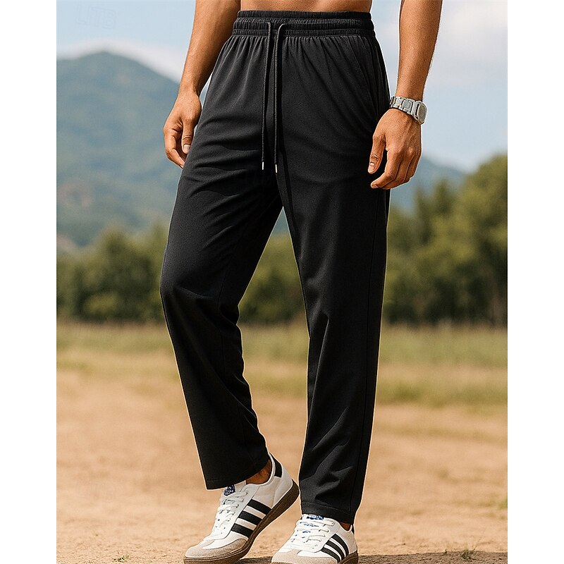 Men's Running Pants Sports Trousers Jogger Sweatpants Pocket Drawstring Straight Bottoms Athleisure Gym Workout Lightweight Breathable Fishing Hiking Running Loose Fit Sportswear Activewear Solid3