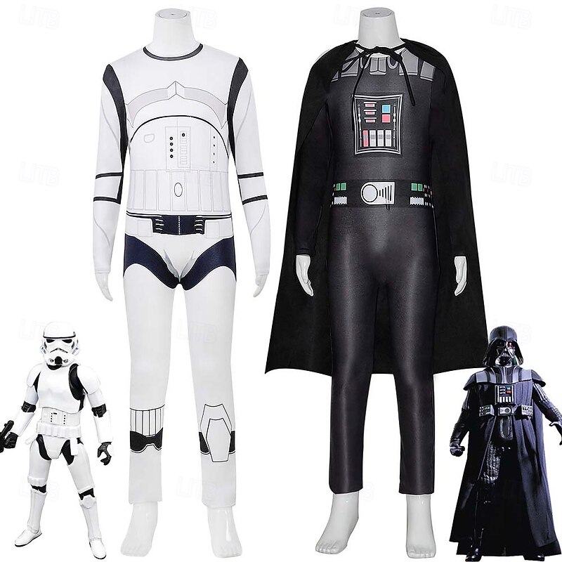 Darth Vader Stormtrooper Mask Costume Bodysuits Adventure Movie Cosplay Movie Cosplay for Men's Boys' Kid's Adults' Halloween Carnival World Book Day Performance School Event Dress Up
