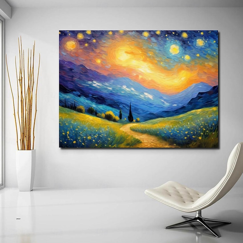 Handmate Oil PaintingCanvasWall Art DecorationAbstract Knife PaintingVan Gogh Landscape Pastoralfor Home Decor Rolled Frameless Unstretched Painting3