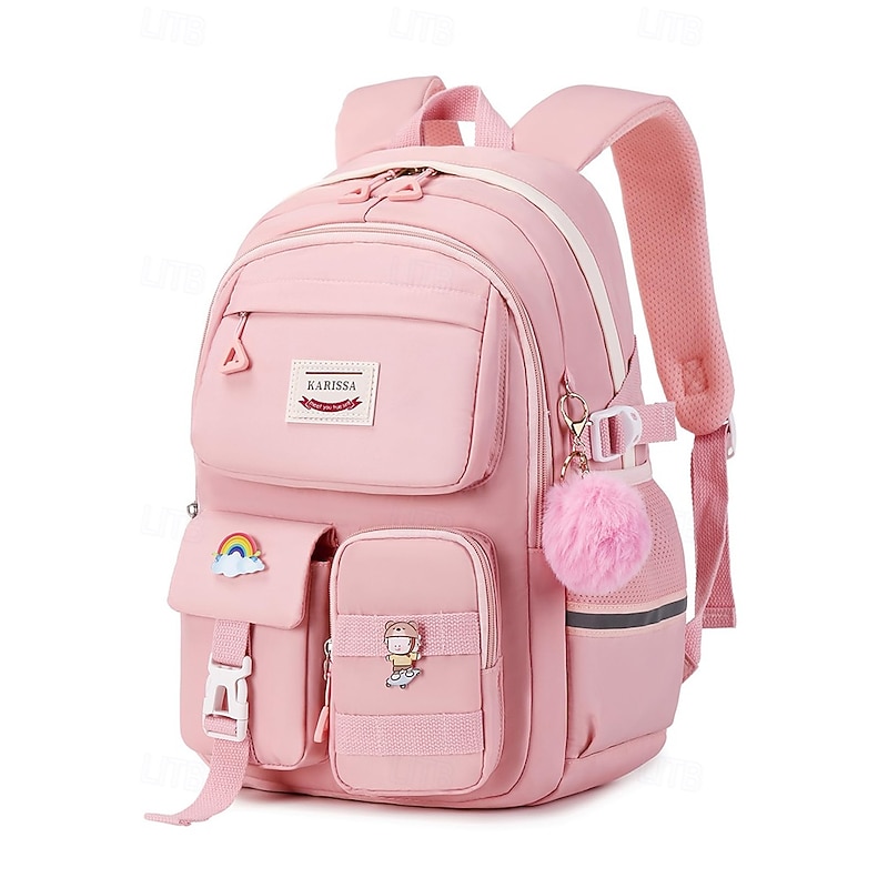 Kid's Boys' Girls' Backpack School Bag Bookbag School Backpack Bookbag School Daily Solid Color Oxford Cloth Nylon Large Capacity Waterproof Lightweight Pendant Zipper Light Pink Black Pink
