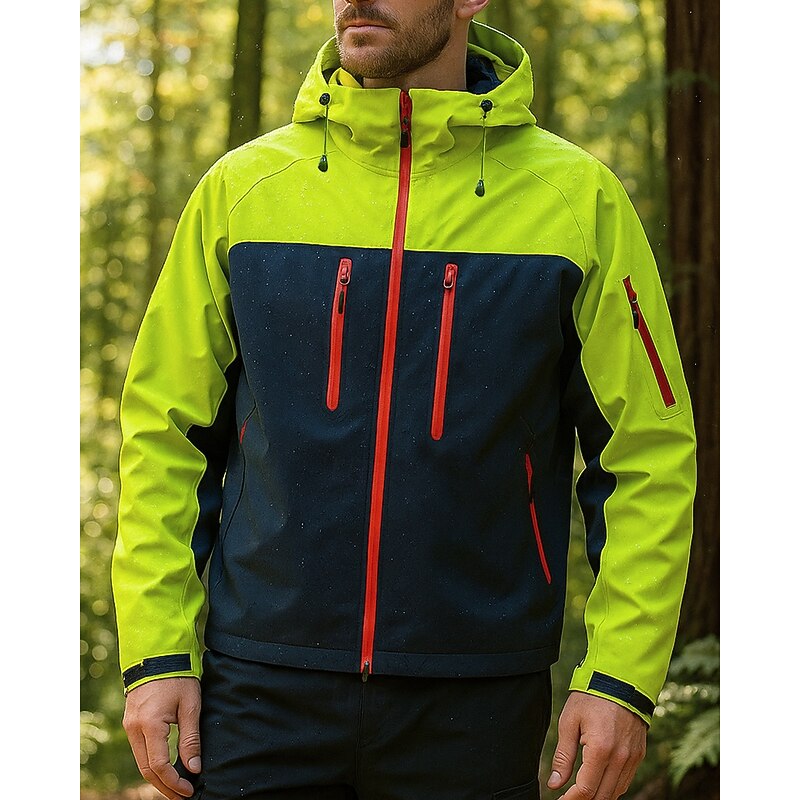Men's Windbreaker Hiking Jacket rain coat Outdoor Waterproof Windproof Lightweight Hiking Outfits Hiking Clothes Spring Autumn / Fall Top Camping / Hiking / Caving Running Patchwork Green3