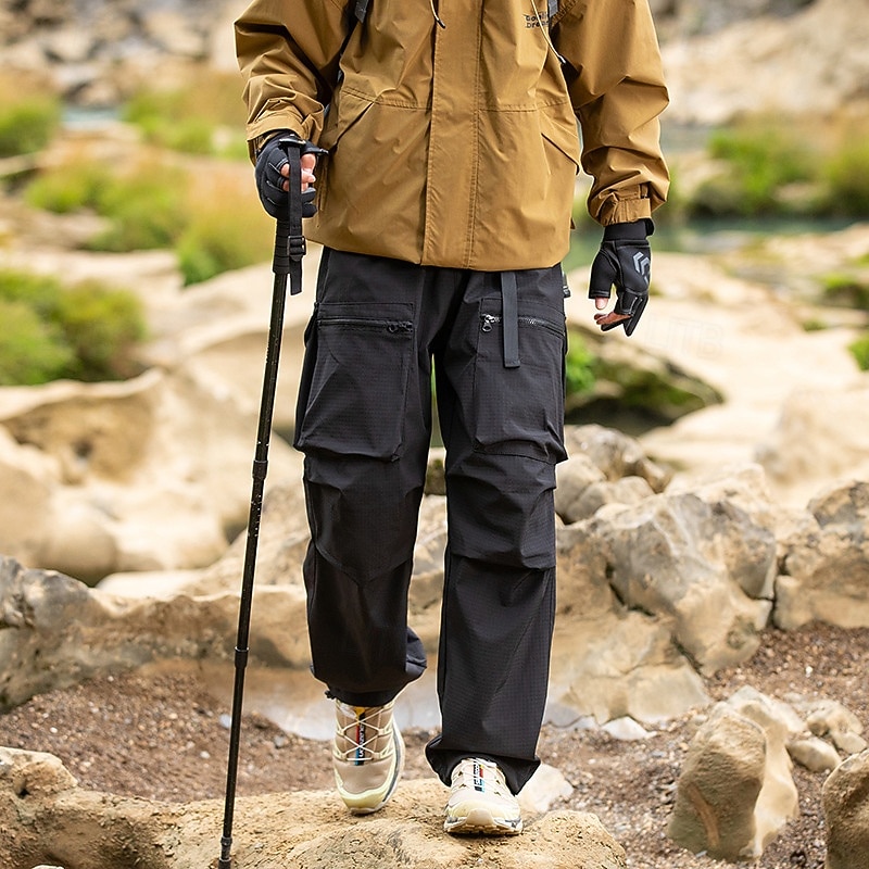 Men's Cargo Pants Hiking Pants Trousers Hiking Rain Pants Waterproof pants Winter Outdoor Regular Fit Waterproof Windproof Bottoms Pocket Black White Camping / Hiking Running S M L XL4