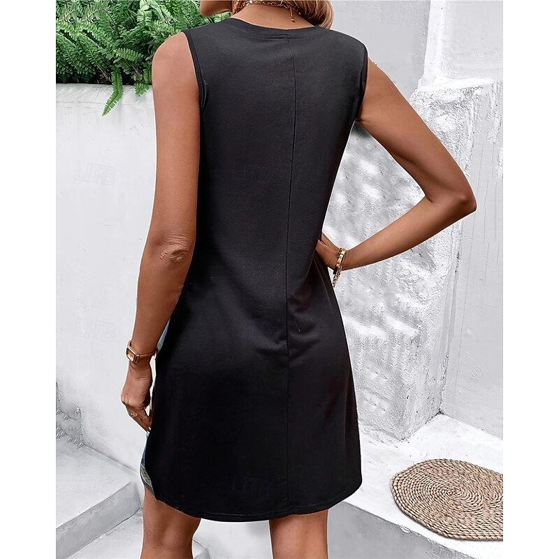 Women's Mini Dress Casual Dress Summer Dress Fashion Modern Daily Beach Weekend Regular Fit Color Block Sleeveless V Neck Rainbow Spring Fall4